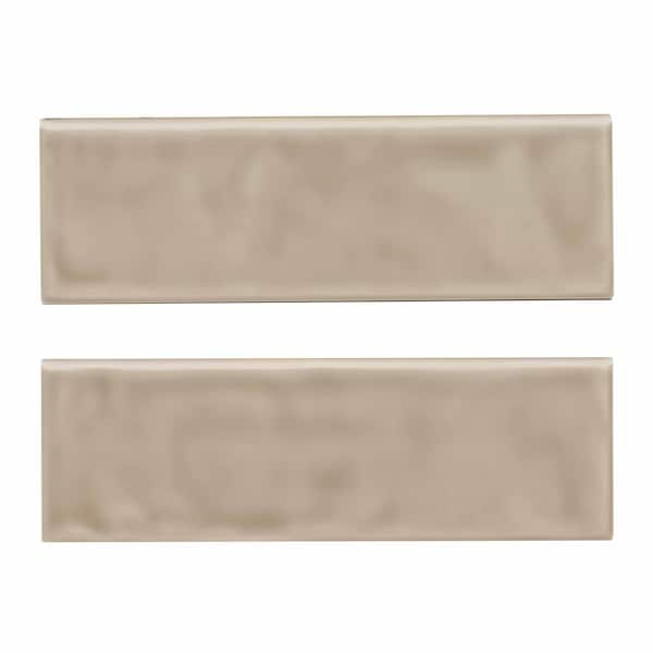 Urbano Warm Concrete Bullnose SAMPLE Glossy Ceramic Wall Tile